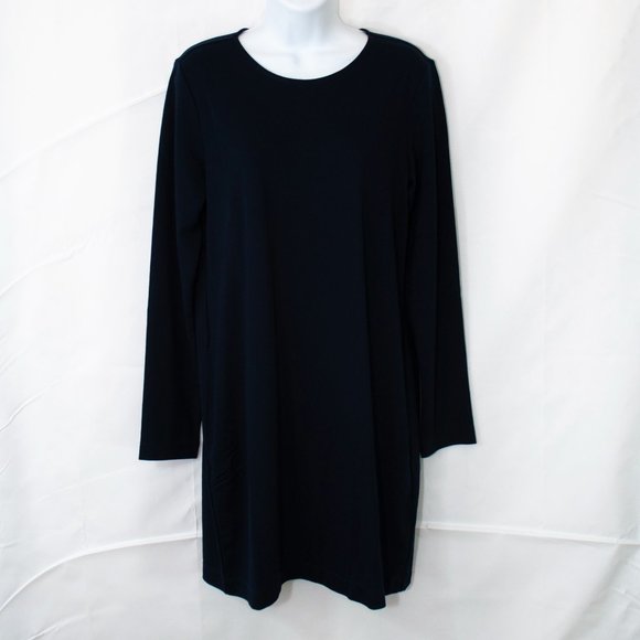H&M Dresses & Skirts - NEW H&M Shift Dress Women Small S Navy Blue Long Sleeve POCKETS Minimalist D06X